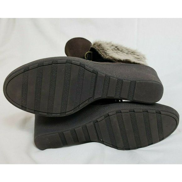 Bjorndal Kouri Wedge Boots Booties Brown Leather Fur Trimmed 11 - Picture 3 of 4